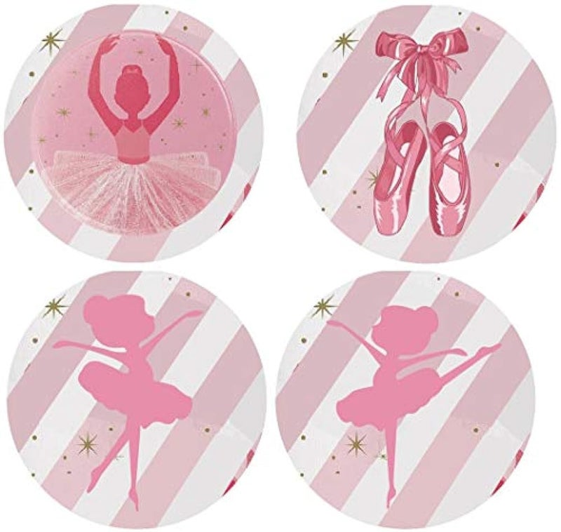 2"" Round 100 Pack Pink Girl Dance Label Stickers Ballerina Candy Stickers for Birthday Party Baby Shower Wedding Favors